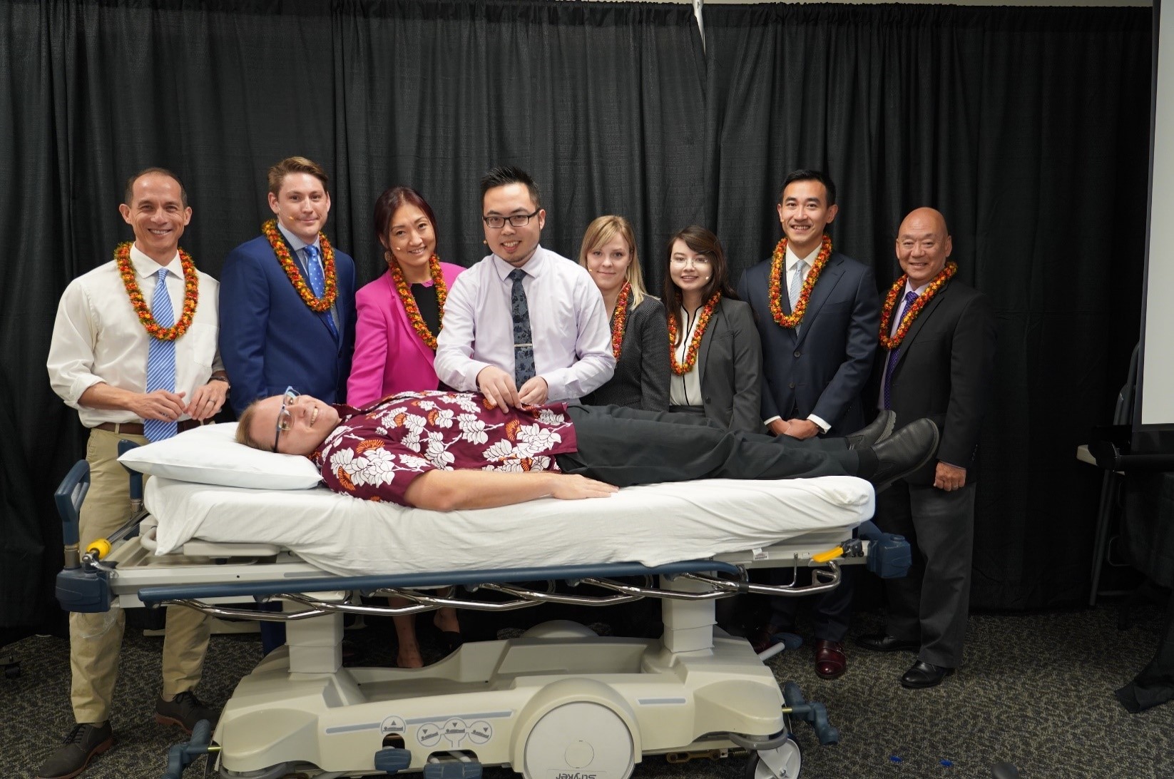 Pictured, L-R (Standing): Tarquin Collis, MD (AMD, Medical Specialties; Chief, Infectious Disease); John Neighbors, MD; Diana Kim, MD; Henry Lew, MD (Chief Resident, Inpatient); Patrycja Ashley, MD; Katharine Wong, MD;Yue “Lei” Fang, MD; Mitch Motooka, MD (Program Director). (Lying Down): Philip Verhoef, MD, PhD (Assoc Program Director).